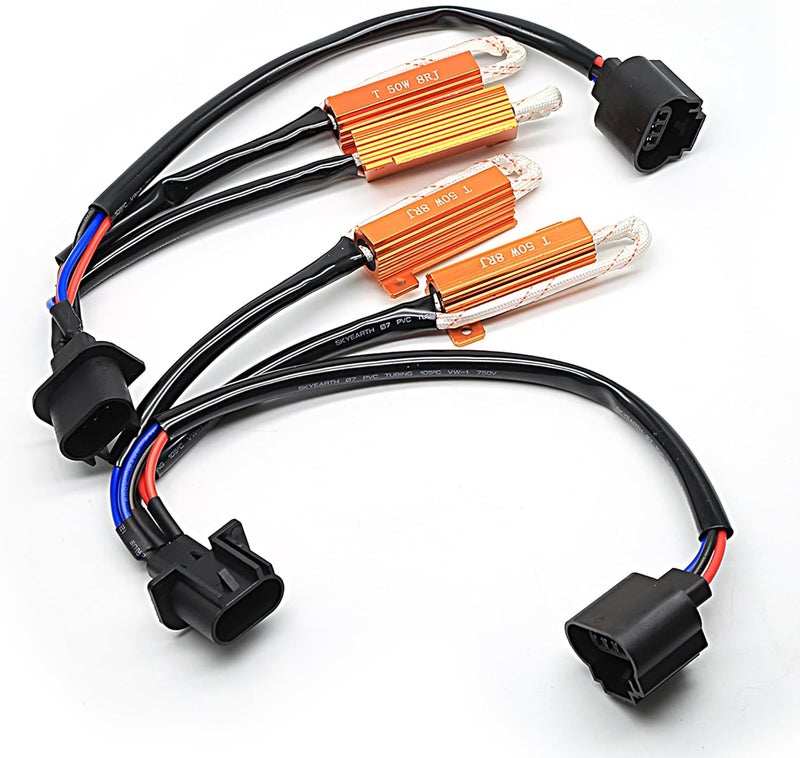 BEAMTECH H13 Fog Light Bulb Load Resistor, 50W Canbus Adapter Anti Flicker Cancel Error Plug-N-Play 2PCS - Image 1